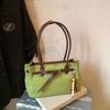 Vintage Solid Color Imitation Suede Women Shoulder Bag Pendant Buckle Decoration Large Capacity for Outings Commuting Stylish