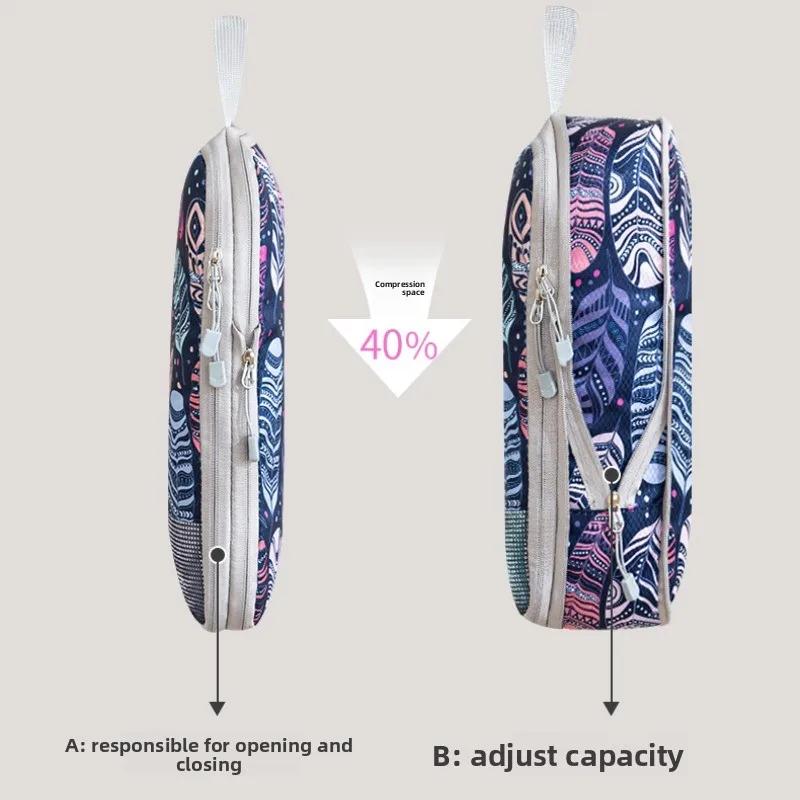 4Pcs/Set Printed Compression Storage Bag Large Capacity Expandable Luggage Storage Bags Set Dampproof Foldable Suitcases Bag