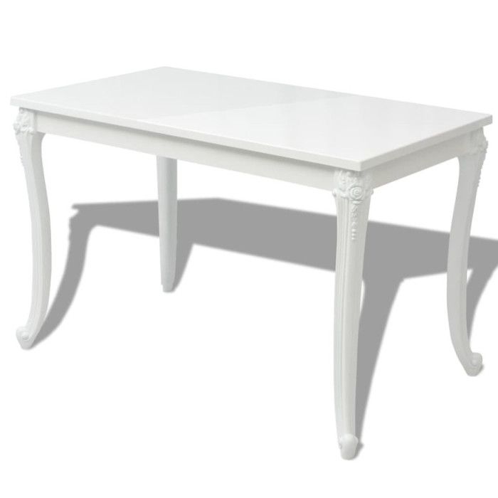 VidaXL Table de salle à manger 116 x 66 x 76 cm Blanc haute brillance 243383