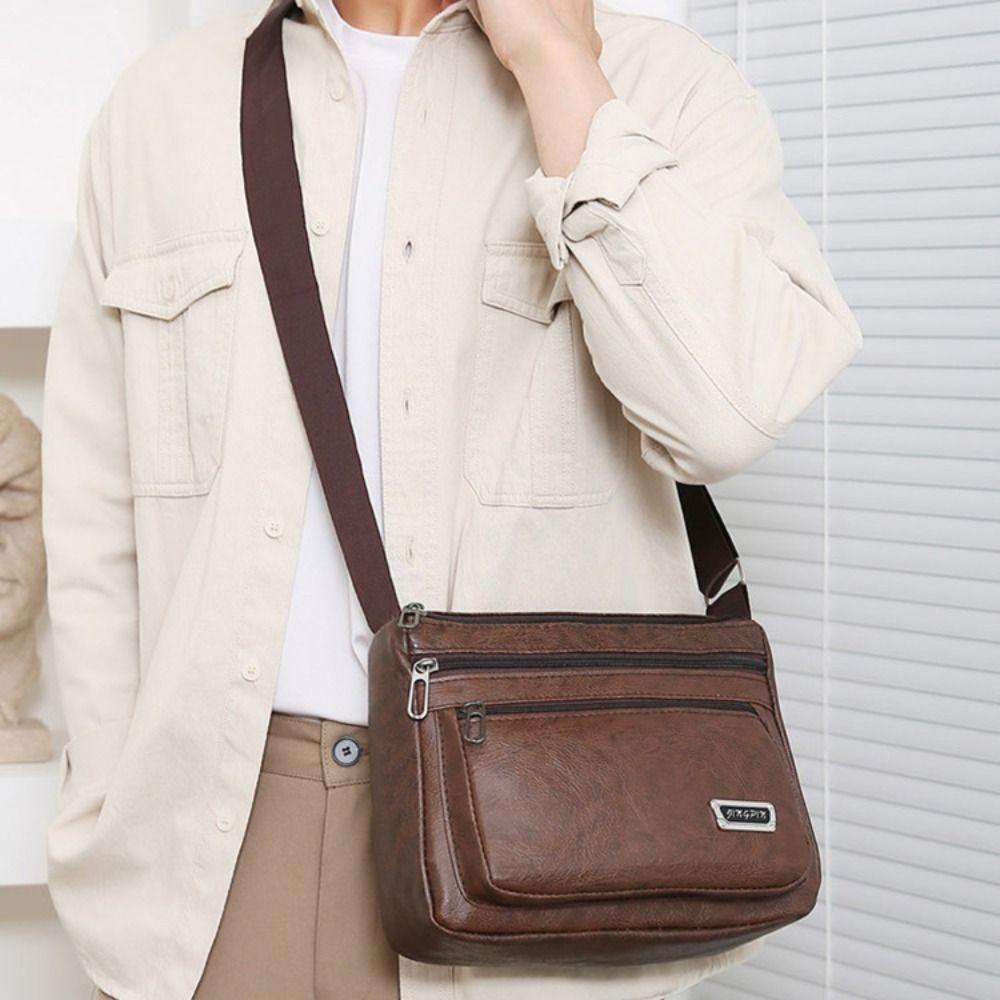PU Leather Shoulder Bag Large Capacity Business Man Messenger Bag New Men's Crossbody Bag