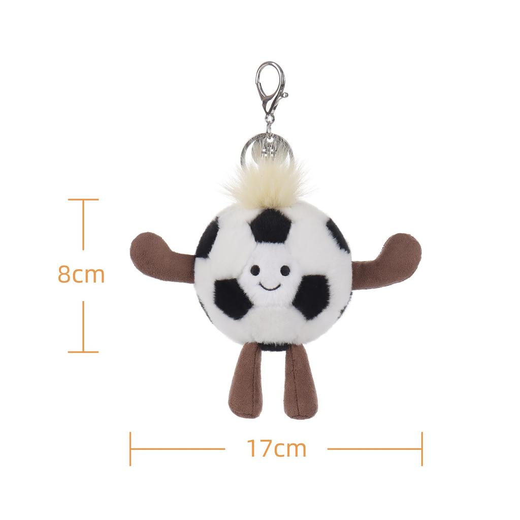 Apricot Lamb Football Cute Soft Keychain Plush Toy, Perfect for Boys and Girls, Fits Kids Backpacks and Purses, 8cm
