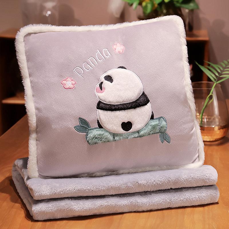 

Cartoon Panda Throw Pillow Quilt Dual-Purpose Two-In-One Pillow Office Lunch Break Nap Blanket Car Throw Pillow Quilt 40 * 40 pillow blanket 1 * 1.7m (0.6kg)