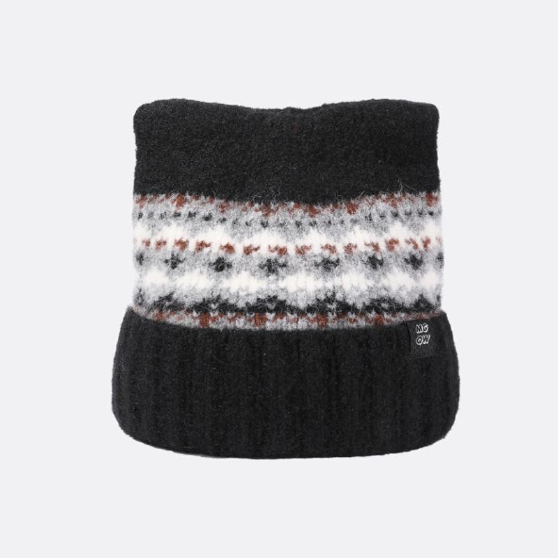 Jacquard Cat Ear Knitted Hat Women's Autumn Winter Warm Wool Hat Cashmere Ear Protection Hat