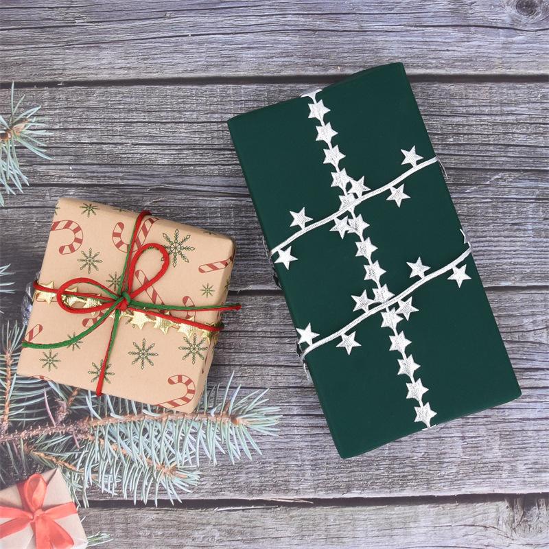 Embossed belt Christmas tree pentagram decorative belt gift floral polyester ribbon 10m