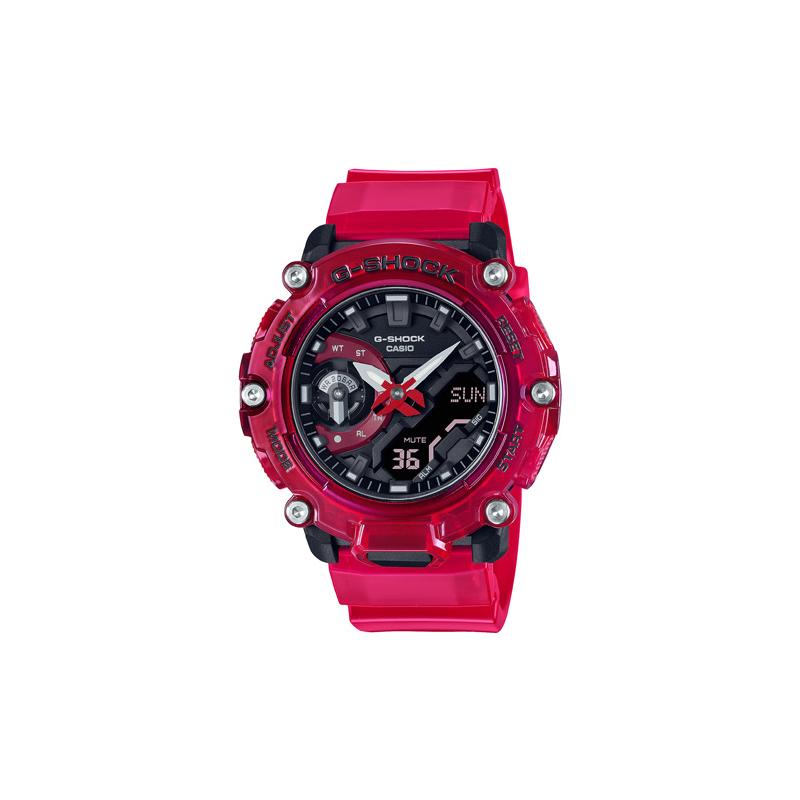 

Casio G-SHOCK SOUND WAVE series translucent waterproof quartz movement resin strap Japanese and Korean watch men s watch black dial GA-2200SKL-4APR чорний