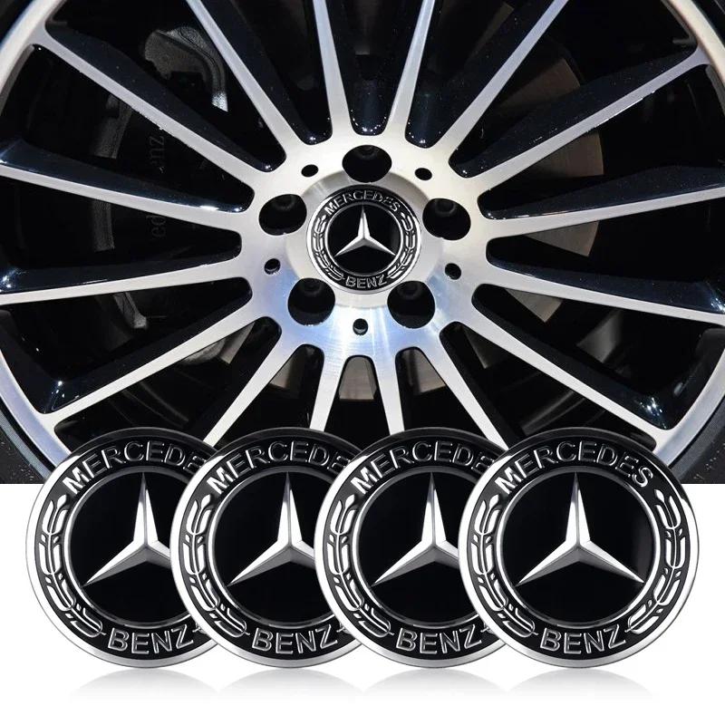 Vkhzm9 2025 Hot 4PCS 56mm 65mm Car Wheel Center Hub Emblem Sticker for MERCEDES BENZ W203 W204 W205 W209 W210 W211 W212 W176 W166 W163