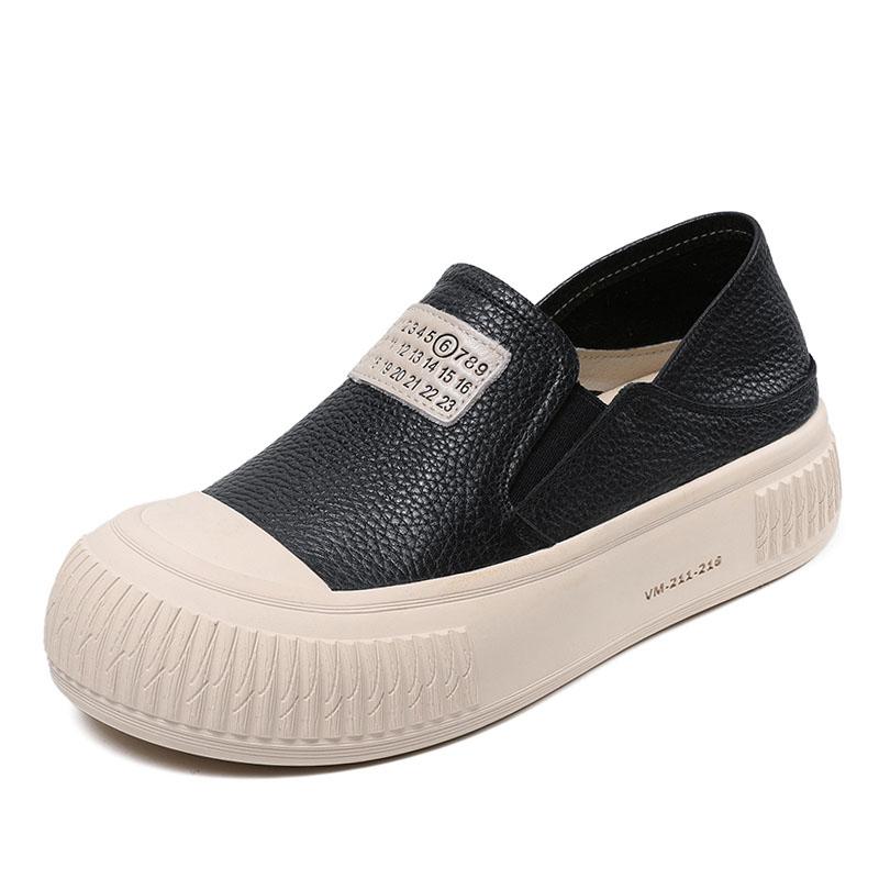 Mode GKTINOO 2025 Damen Loafer Klobige Plateau Slip On flache Schuhe Komfort Dicke Sohle Echtes Leder Akademischer Stil Lässige Loafer