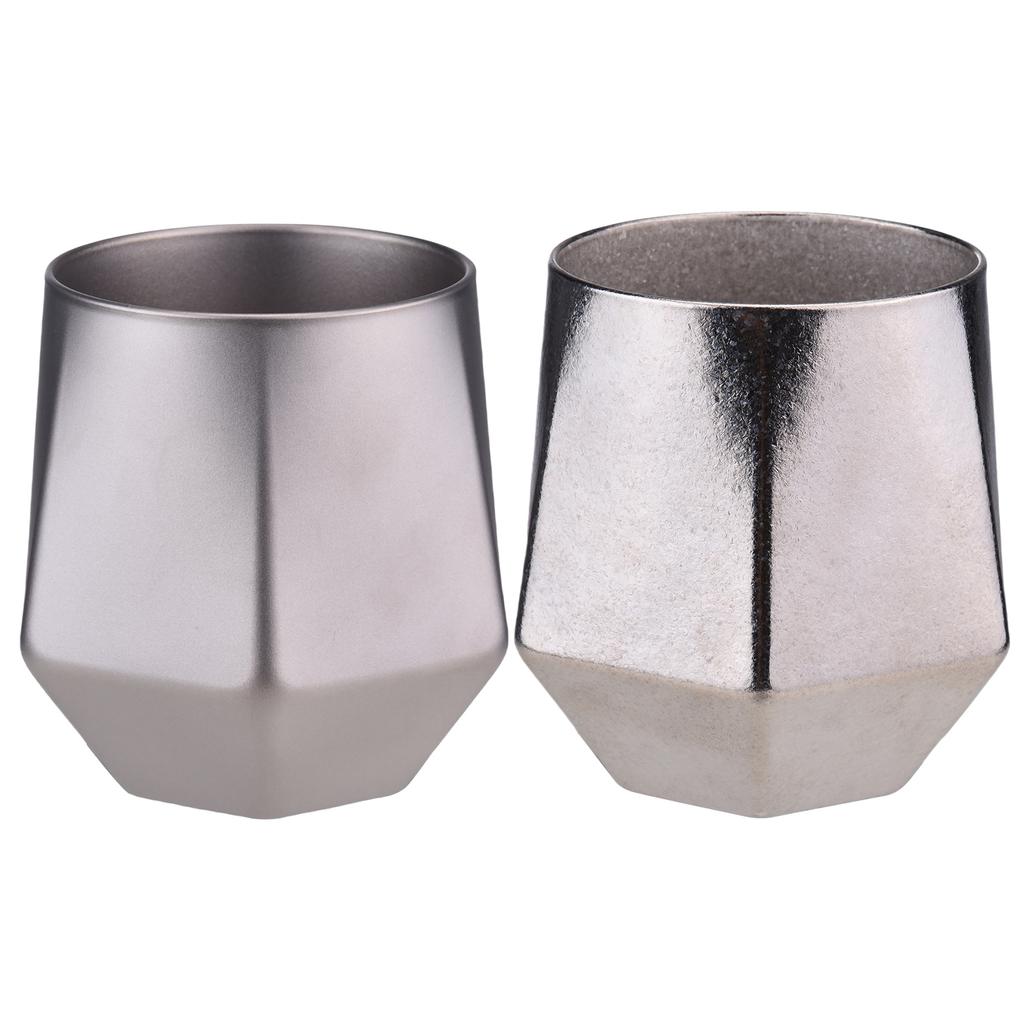 Outdoor Camping 240ml Double Wall Ti Cup Insulated Ti Mug with Ti Ice Cubes