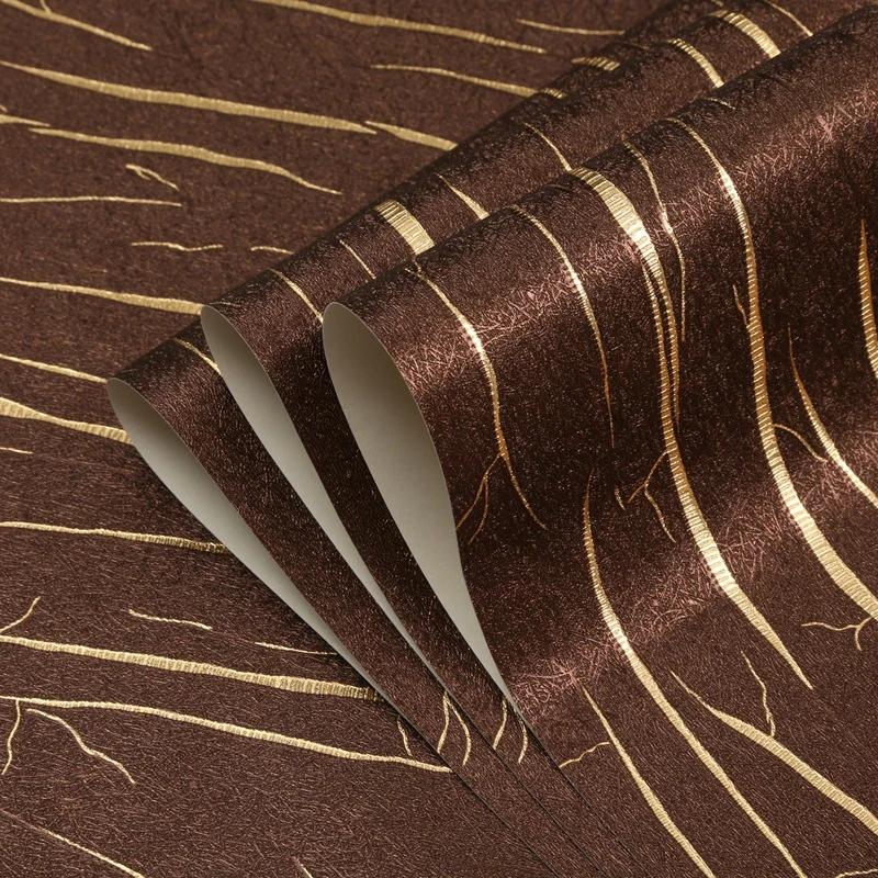 Dark Coffee Color 3D Gold Line Dark Pattern Wallpaper Living Room Restaurant el Simple Pure Color Gold Pattern Wall Stickers