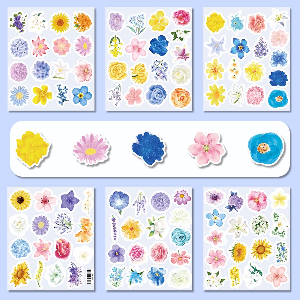 100 Unique Watercolor Floral Stickers for DIY Journals - Aesthetic Cartoon Plant Art