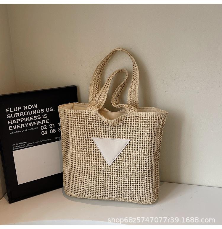 Korean Version of Large-capacity Woven Bag Women's 2025 Summer New About-zi Travel Beach Vacation Straw Bag Commuter Tote Bag