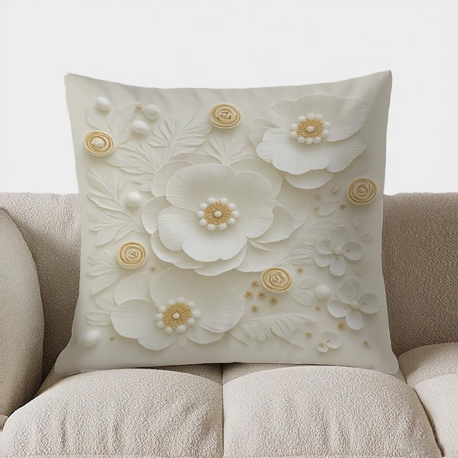 Home Decor Floral Pearl Accent Throw Pillow For Home Pattern Cushion Cover Suitable For Sofa Bedroom Car Pillow Cover
