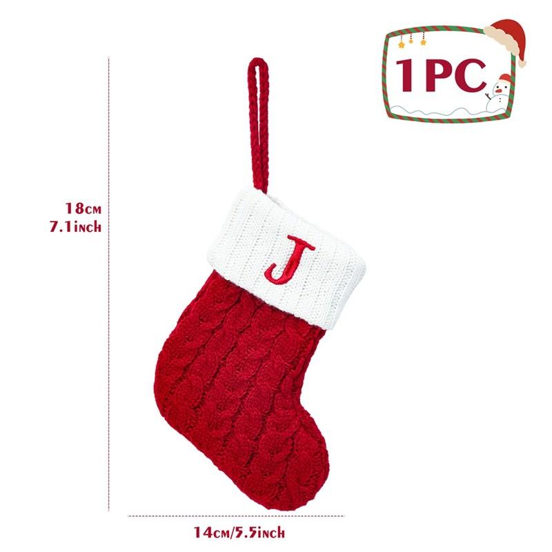 Christmas Socks Red Snowflake Alphabet Letters Knitting Stocking Christmas Tree Pendant Decoration For Home Xmas New Year Gift