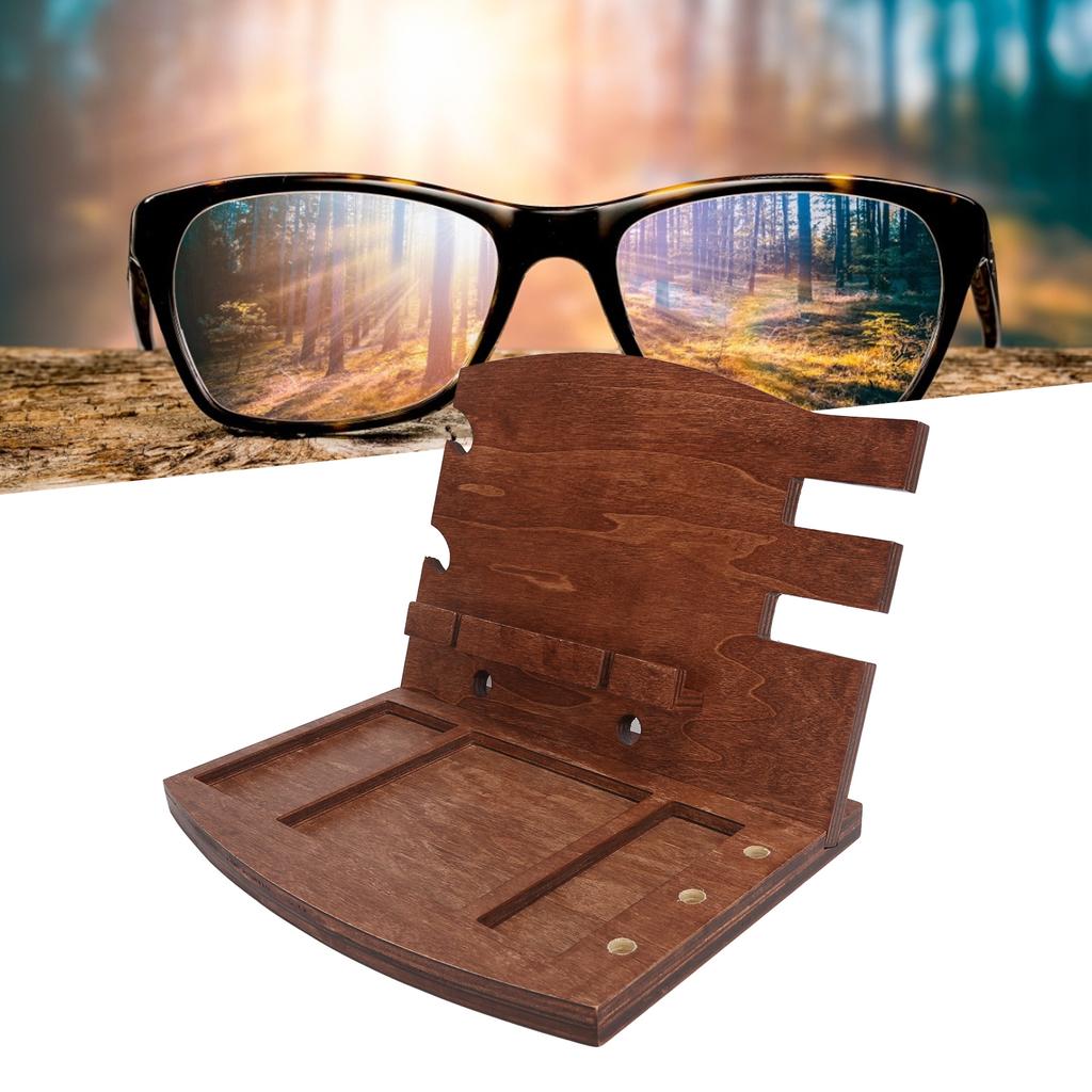 Wood Phone Docking Station Desk Storage Bracket Key Holder Wallet Stand Watch for Man Woman Birthday Gift