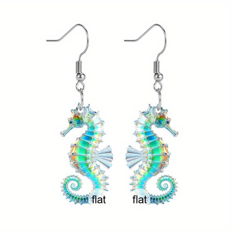 Colorful Seamaster Acrylic Drop Earrings for Women Y2K Cute Seamaster Earrings Ocean Style Earrings Female Beach Vacation Casual Earrings Accessories