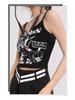 Women's V-Neck Letter Print Camisole Tank - Sexy, Short, Fitted Outerwear