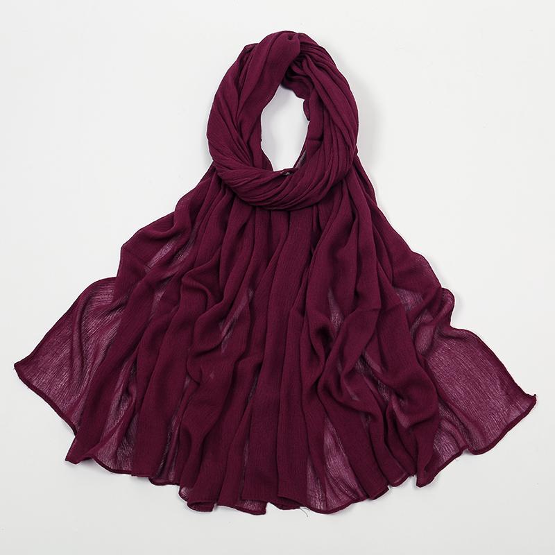 Crinkle Muslim Women Hijab Wrinkle Rayon Headscarf Solid Color Women's Turban Plain Viscose Cotton Musulman Femme Shawl Ramanda