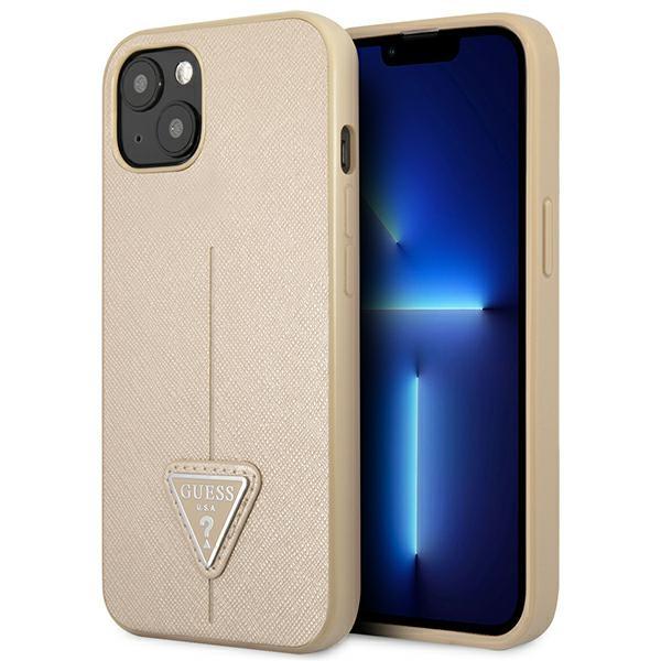 Guess Guhcp14Spsatle Iphone 14 / 15 / 13 6.1 Beżowy/Beige Hardcase Saffianotriangle Logo