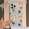 Colored skull flower applies to iPhone16Pro Apple 15Pro mobile phone case 14 transparent 13 airbag 12 burst