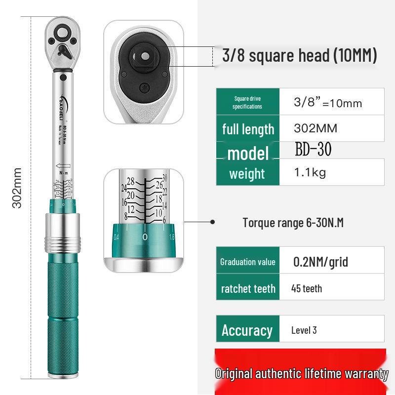 Taiwan Baodelili High Precision Adjustable Torque Wrench for Spark Plugs and Tires