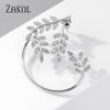 ZAKOL Gold Color Plated Metal Leaf Clip Earrings for Women Ear Clips Without Piercing Sparkling Zircon Ear Cuff Fashion Zircon