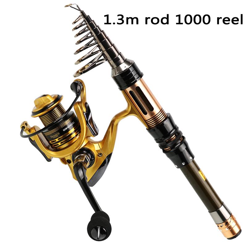 

Рыболовная комбинированная карбоновая мини-удочка 1,3–2,4 м и цельнометаллическая спиннинговая катушка для переносной туристической рыбалки 1.3m rod 1000 reel