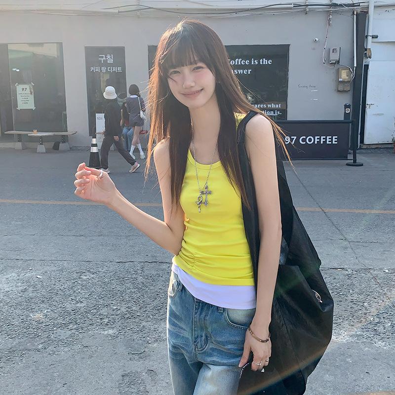 

Женский жилет на подтяжках в новом стиле, облегающий талию французский топ без рукавов для женщин XL