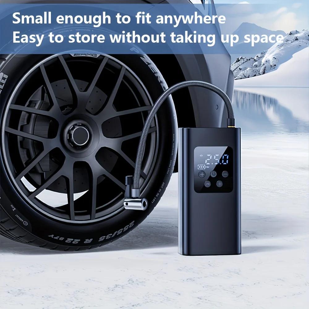 Wireless Smart Portable Digital Display Tire Inflator One Touch Fast Inflation with LED Light for Car Motorcycle Bike