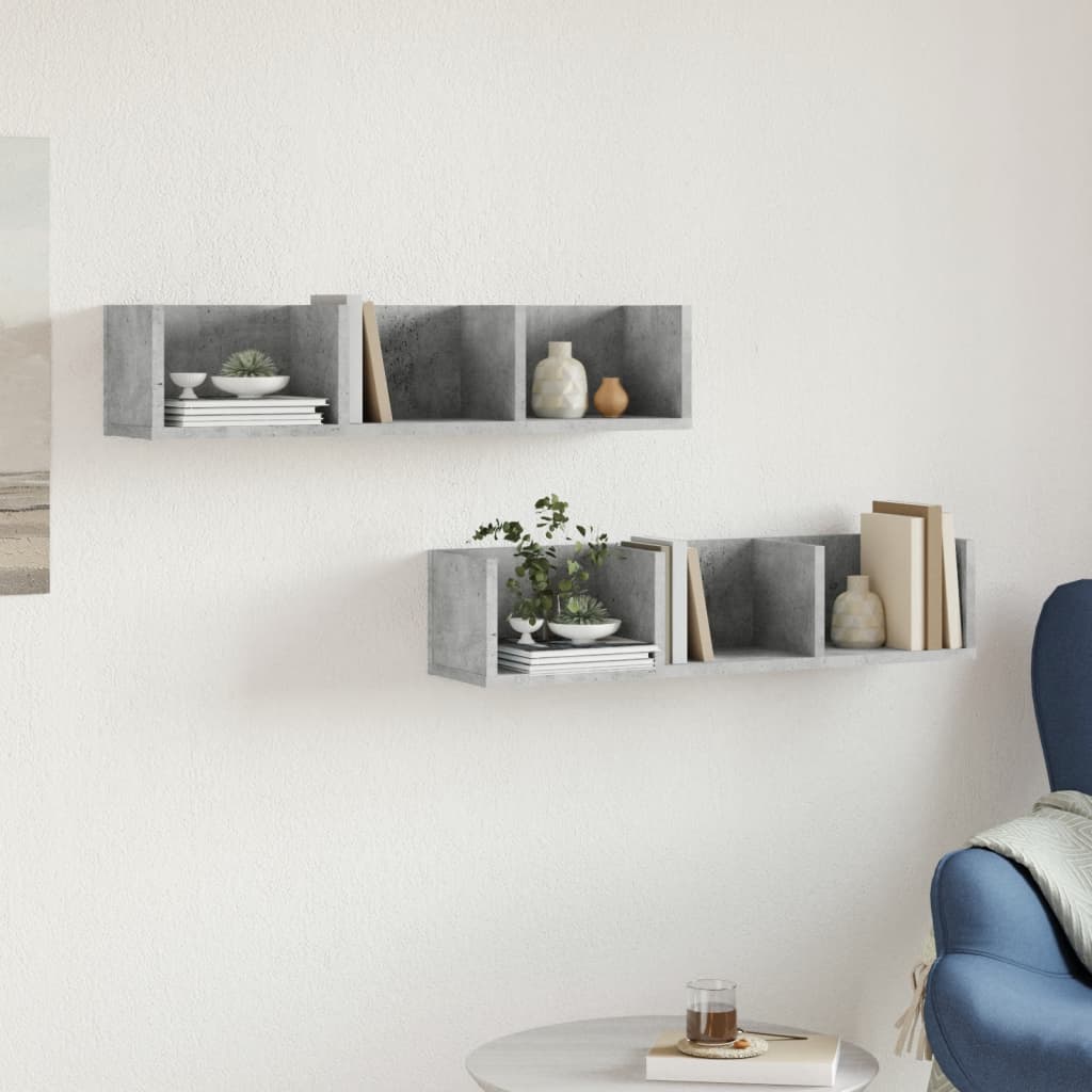 Wall Cabinets 2 pcs Concrete Grey 75 x 18 x 16.5 cm Engineered Wood
