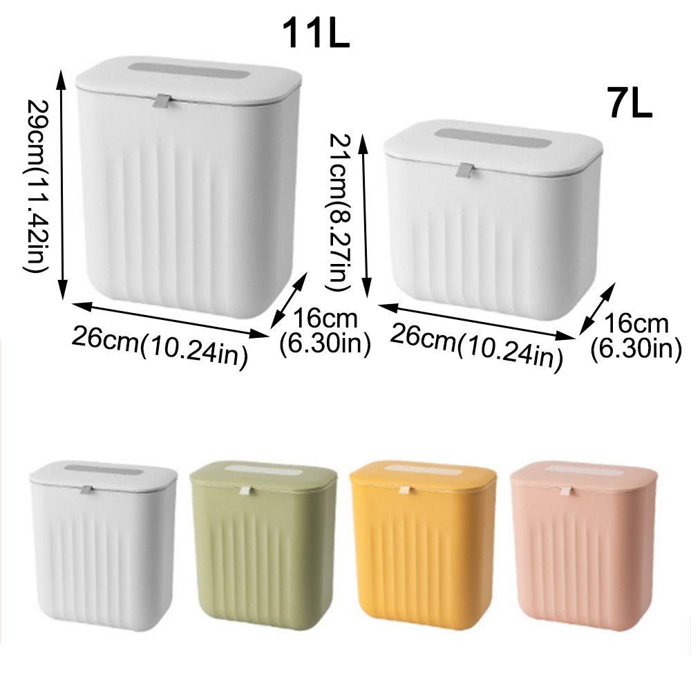 No-Hole Wall Hanging Rubbish Bin 7/11L Kitchen Storage Box Compact Bathroom Trash Can Kitchen