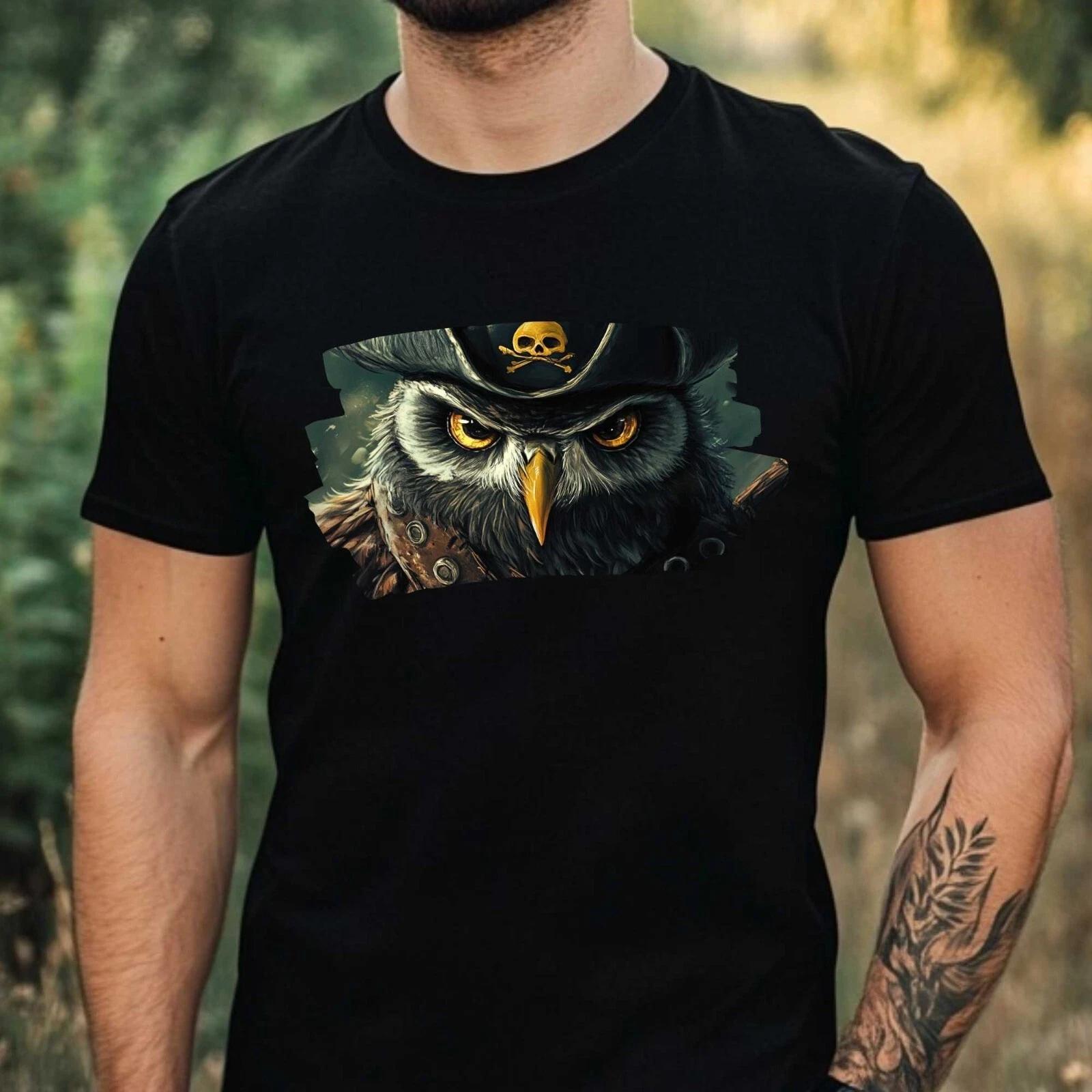 T-Shirt Herren Piraten Eule Motiv Baumwolle Größe XS bis 5XL M