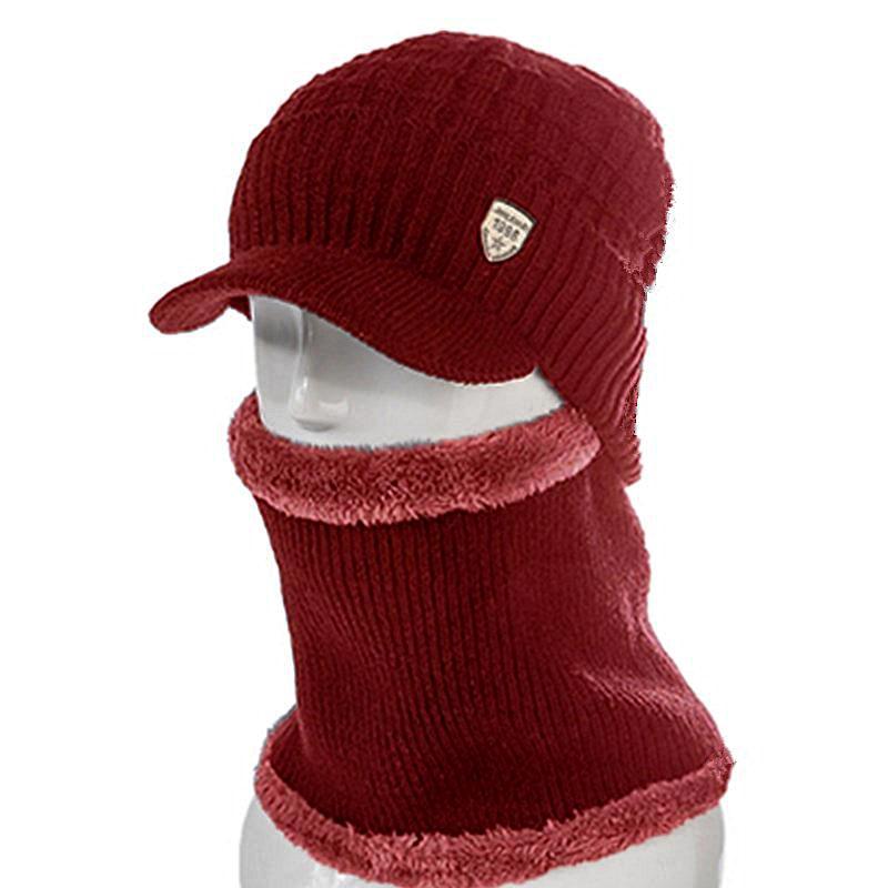 New High Quality Men Winter Hat With Brim 1998 Label Warm Suit For Men Outdoor Wool Keep Warm Fashion Knitted Hat