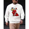Men's Christmas Hip-Hop Cartoon Print Crew Neck Sweatshirt, Soft Comfortable For Home Outings And Parties.