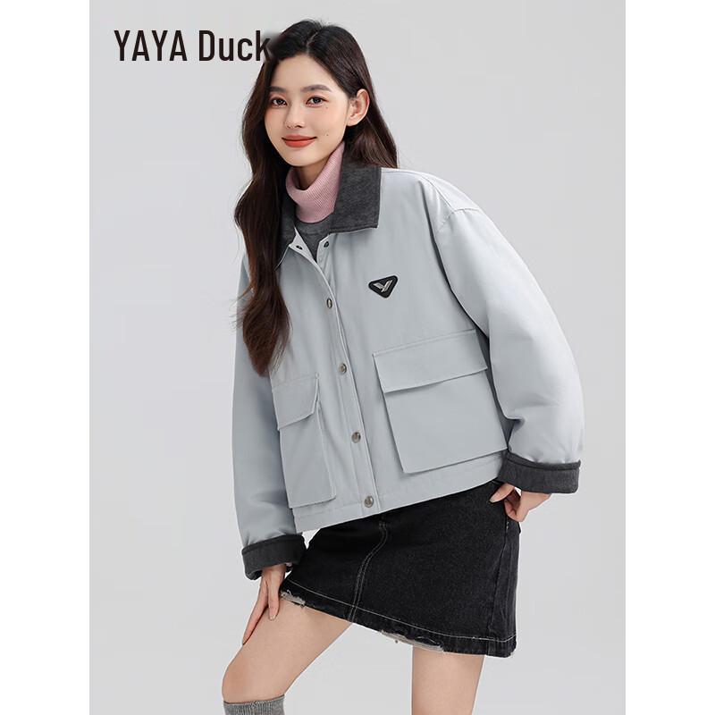 YAYA Women's Lapel Workwear Short Down Jacket