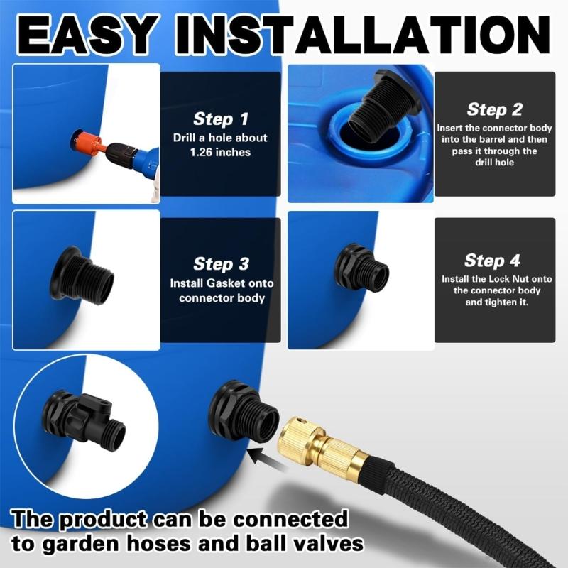 10 Stück Robuste Wassertank-Adapter Tankverbinder Wasserdicht Gemacht Wasserrohr-Adapter für Regentonnen und Teiche