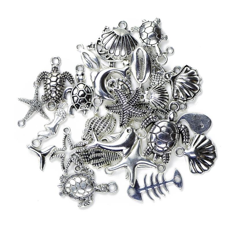 100Pcs Oceans Inspired Ornament Sea Bracelet Necklace Pendant Easy to Attach Adornments for Hairstyles and Apparel
