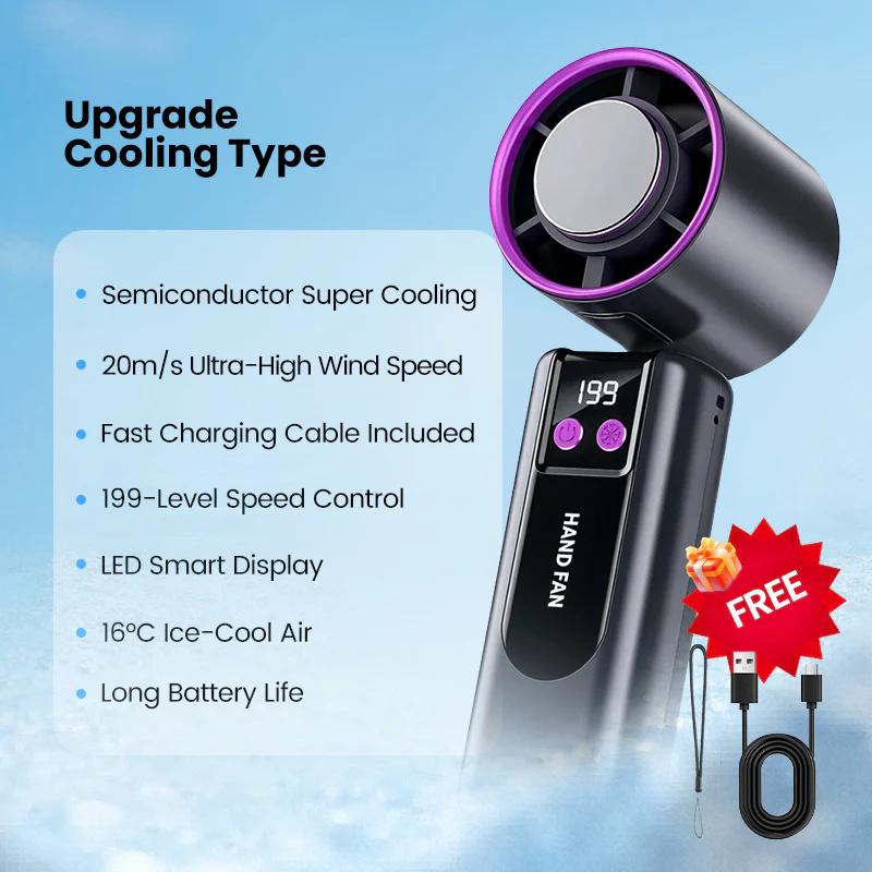 3 IN 1 Handheld Fan, Mini Fan with Flashlight and Cooling, with Air Turbo Cooling Fan for Outdoor Activities, Travel, Working