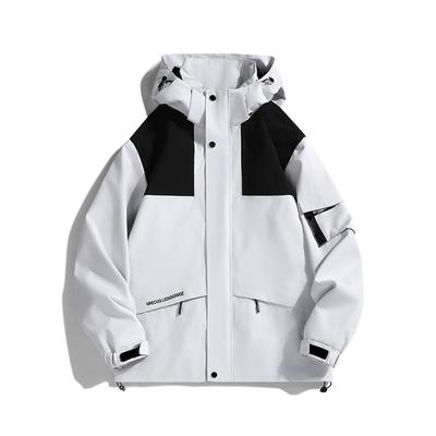 Giacca Stormtrooper da Esterno Primavera e Autunno Giacca da Alpinismo per Coppia con Cappuccio Giacca Antivento Impermeabile a Patchwork