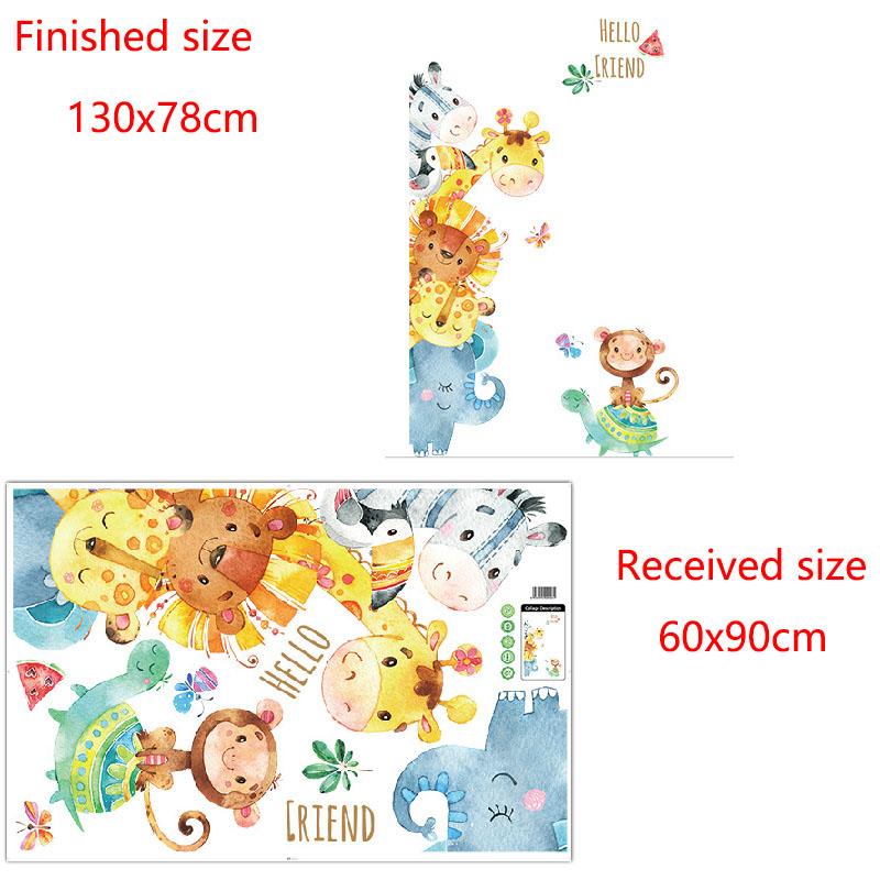 

Watercolor Cartoon Animal Removable Wall Stickers for Bedroom Living Room TV Sofa Background Decoration 60x90cm різнокольоровий