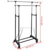 Adjustable Clothes Rack with 4 Casters and 2 Clothing Rods