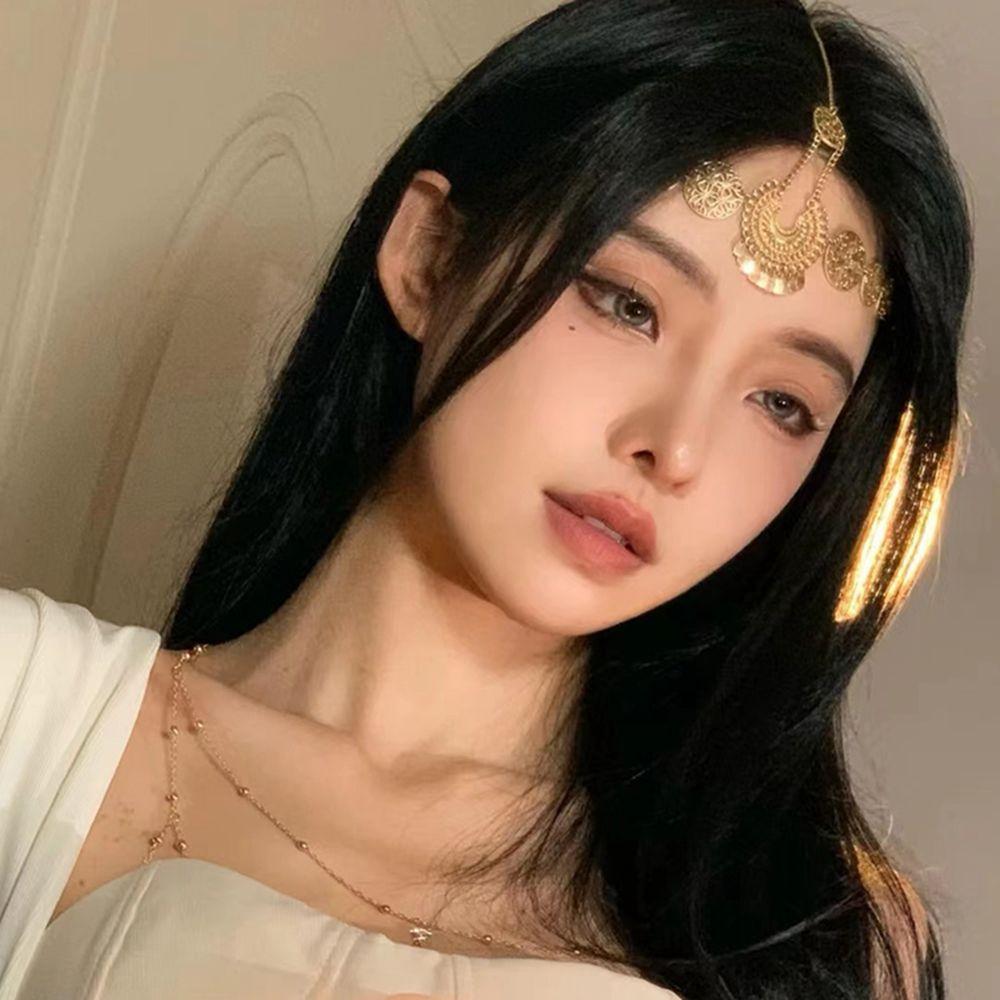 Women Bridal Crown Headdress Metal Headband Bohemian Jewelry Exotic Head Chain Forehead Chain