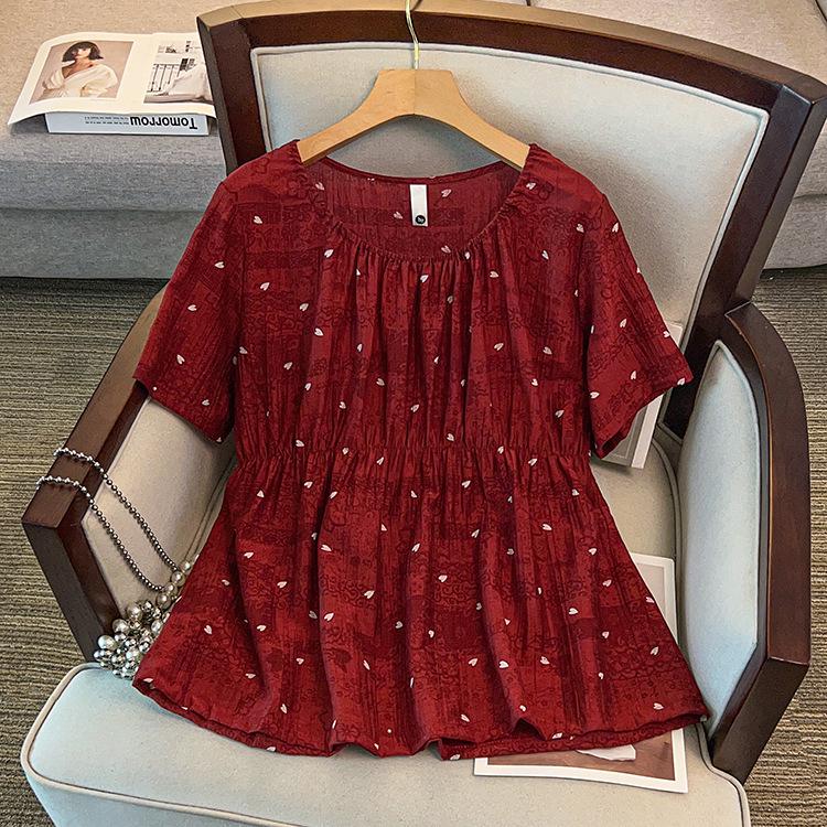 

2026 Plus Size Women s Heart Pattern Casual Top - Stylish & Versatile for Everyday Wear 9XL (for 260-300 jin) красный