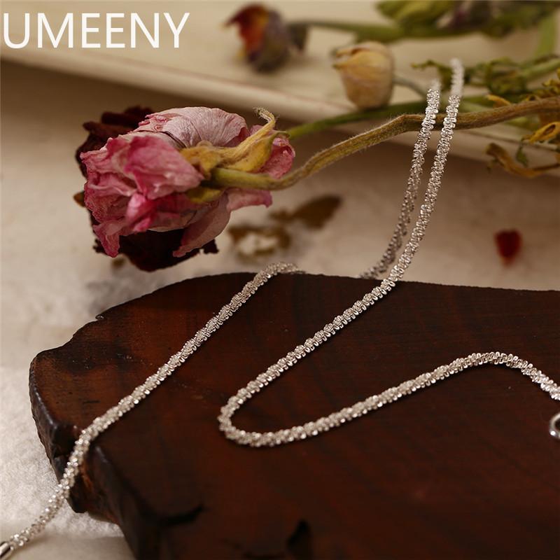 New S925 Sterling Silver Necklace 2mm Sparkling Collarbone, Sweater Chain, High Charm Zircon Gift Women