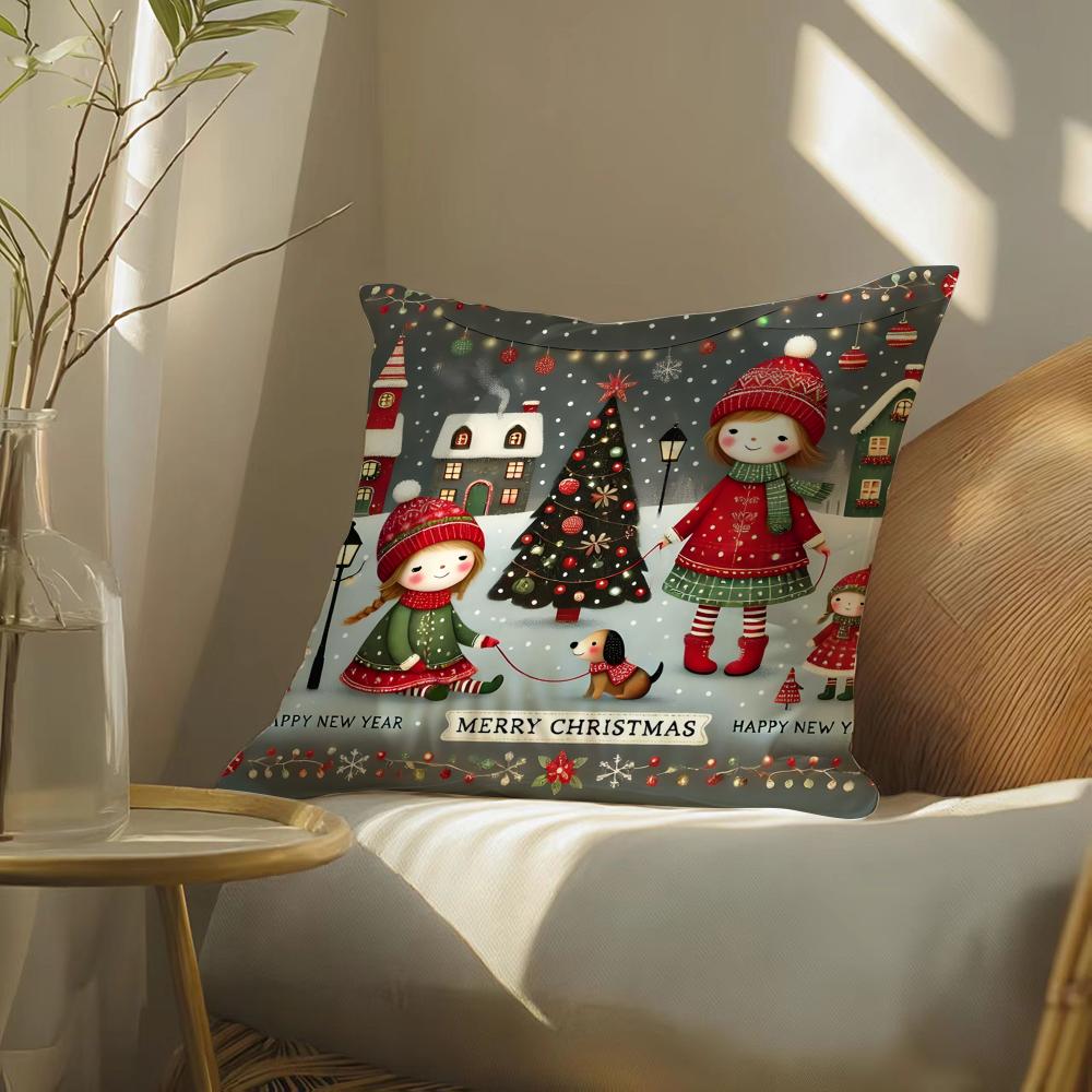 Cute cartoon prints for kids Cushion Cover DoubleSided Plush Sofa Cushion Covers Organic Breathable Invisible Zipper