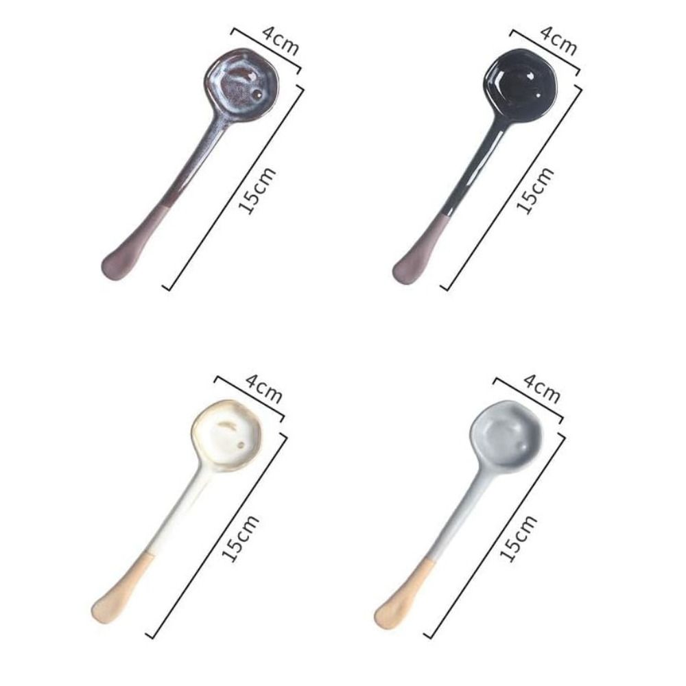 New Vintage Ceramic Spoon Handmade Long-Handle Coffee Scoop Coffee Whisk Afternoon Tea