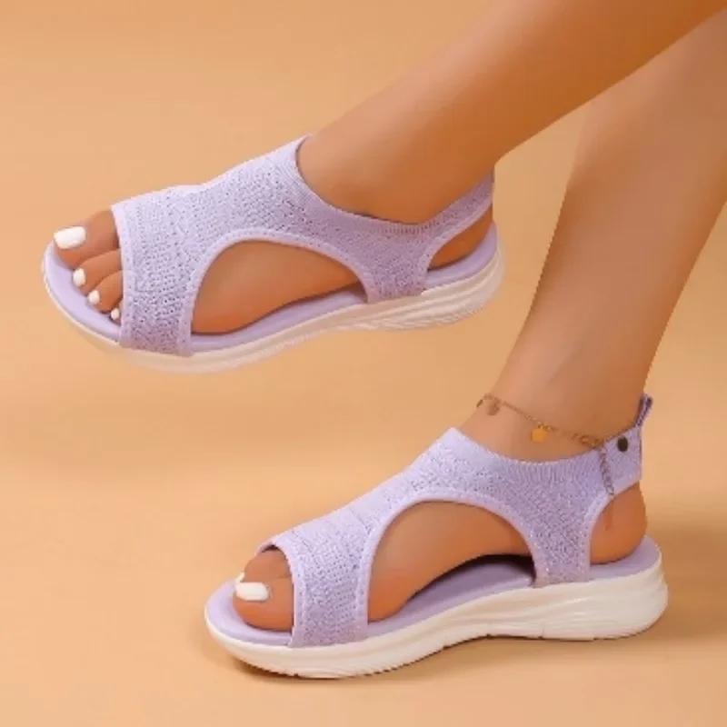 Fashion Ladies Shoes 2025 Hot Sale Summer Women's Sandals Ankle-wrap Solid Open Toe Platform Water Proof Large Size Casual Sandals Women