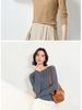 Wave Rhyme Gauze Women's Slim Fit Low Round Neck Wool Knit Shirt