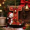 Decorative Gift Tags Cute Snowman Letter Christmas Ornament, 2D Flat Personalized A-Z Alphabet Tree Ornaments Acrylic Hanging Pendant for Xmas