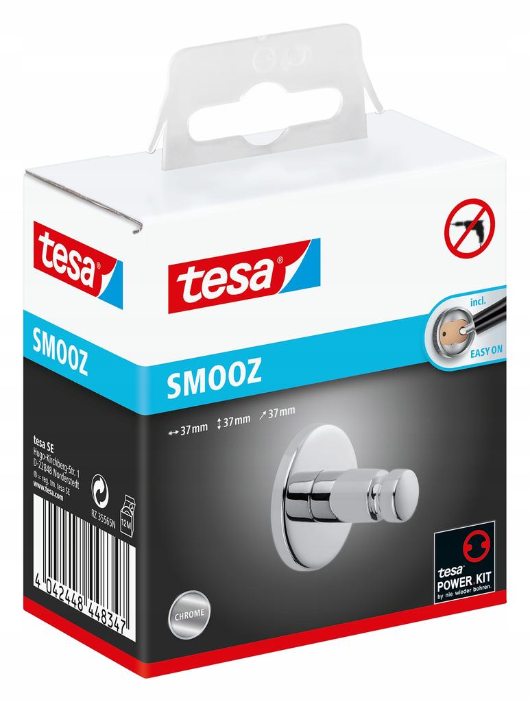 Tesa Smooz Haczyk Wieszak Samoprzylepny Łazienkowy Metalowy Chrom Do 5Kg