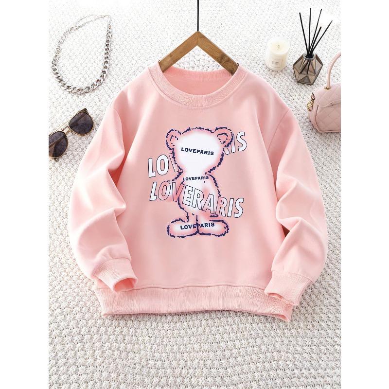 European Sizes Kids' Round Neck Sweatshirt Fashion Print Top